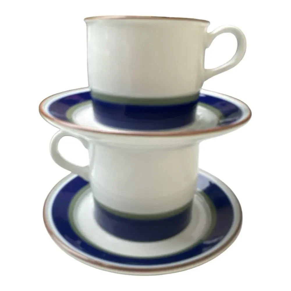 Porsgrund Norway Saga Hand Painted Coffee Cup & Saucer Mint‎ Condition Lot Of 2
